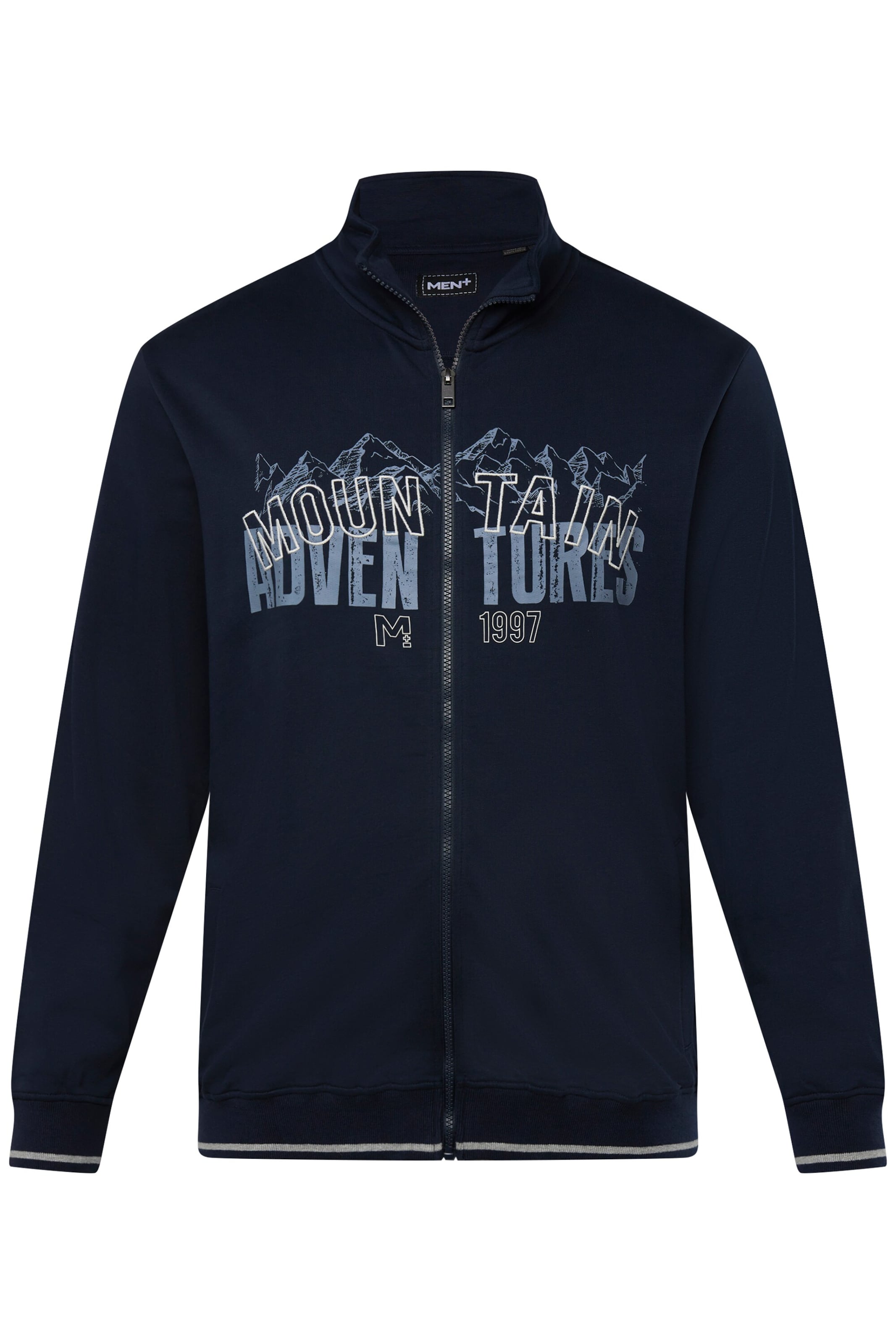 Men Plus Sweatvest in Blauw: voorkant