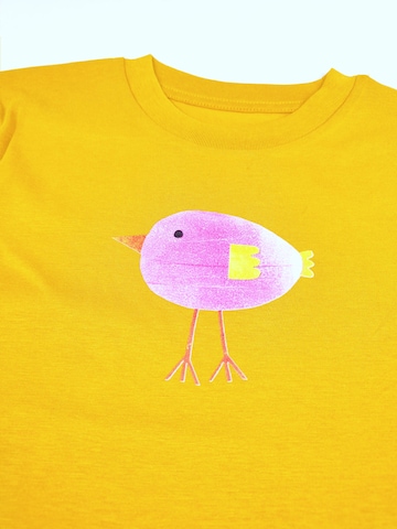MelaDi Shirt 'Lila Vogel' in Gelb