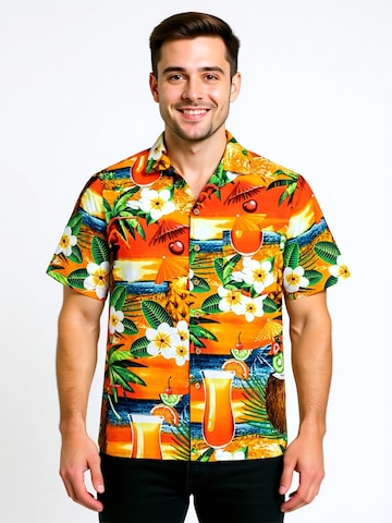 Coupe regular Chemise 'Hawaiihemd Paradise Cocktails' Hawaiihemdshop.de en orange