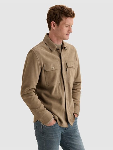 VANGUARD Regular Fit Skjorte 'Suede overshirt with press button closure and chest pockets' i hvid
