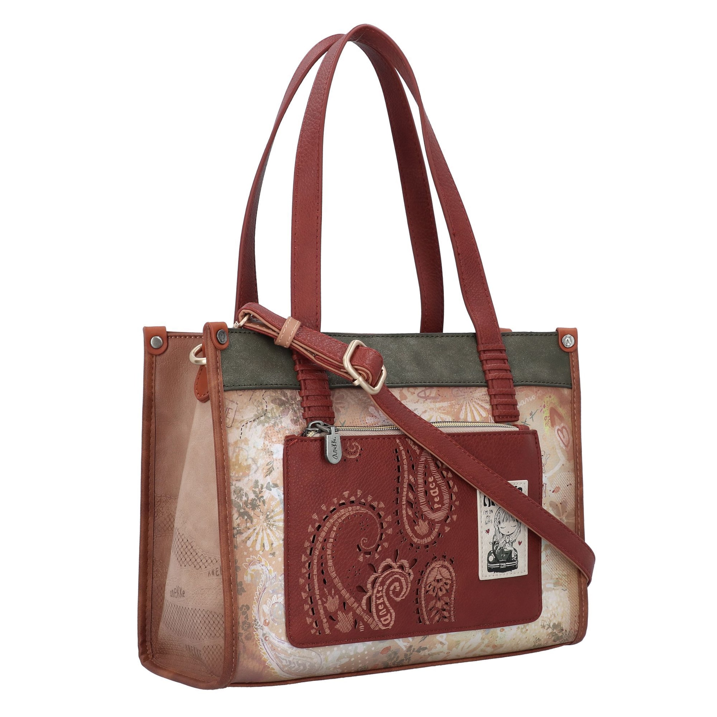 Anekke Schultertasche 'Peace & Love' in Braun