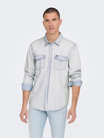 Only & Sons Comfort fit Button Up Shirt 'Bane' in Blue: front