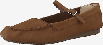 CLARKS Ballet Flats with Strap ' Freckle Bar ' in Brown: front