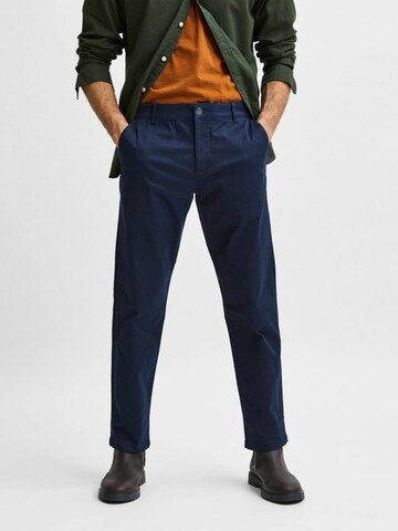 Regular Pantalon chino 'Stoke' SELECTED HOMME en bleu : devant