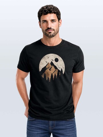 Neverless Shirt 'Mountain Scape' in Black: front