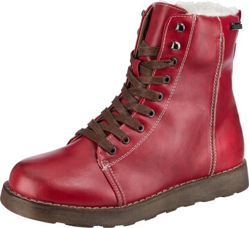 ambellis Lace-Up Ankle Boots in Red: front