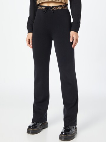 Calvin Klein Jeans - regular Pantalón 'Intarsia' en negro: frente