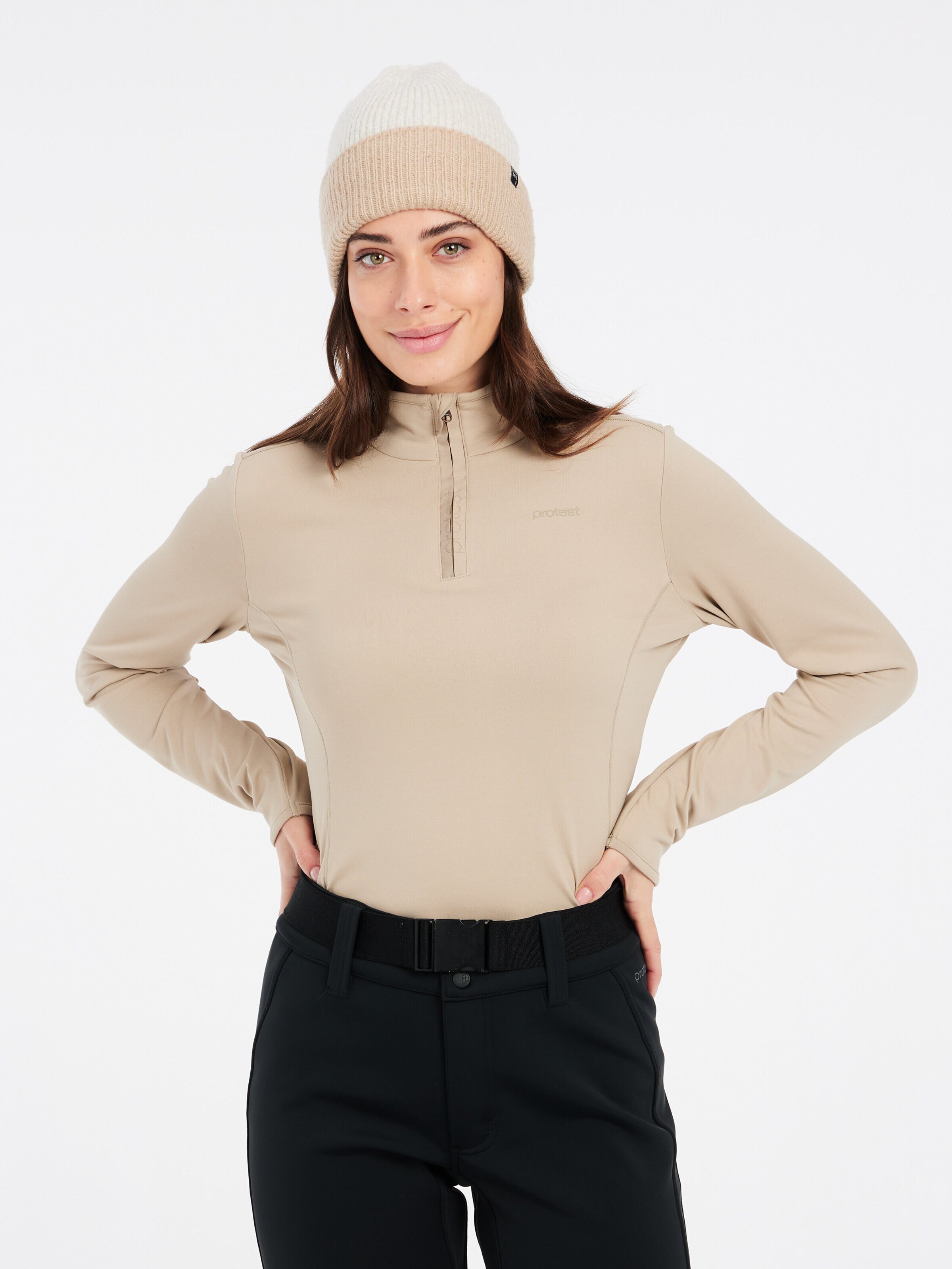 PROTEST Athletic Sweatshirt 'REFABRIZ' in Beige: front