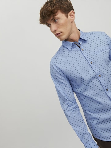 JACK & JONES Slim Fit Hemd 'JJETrekota' in Blau