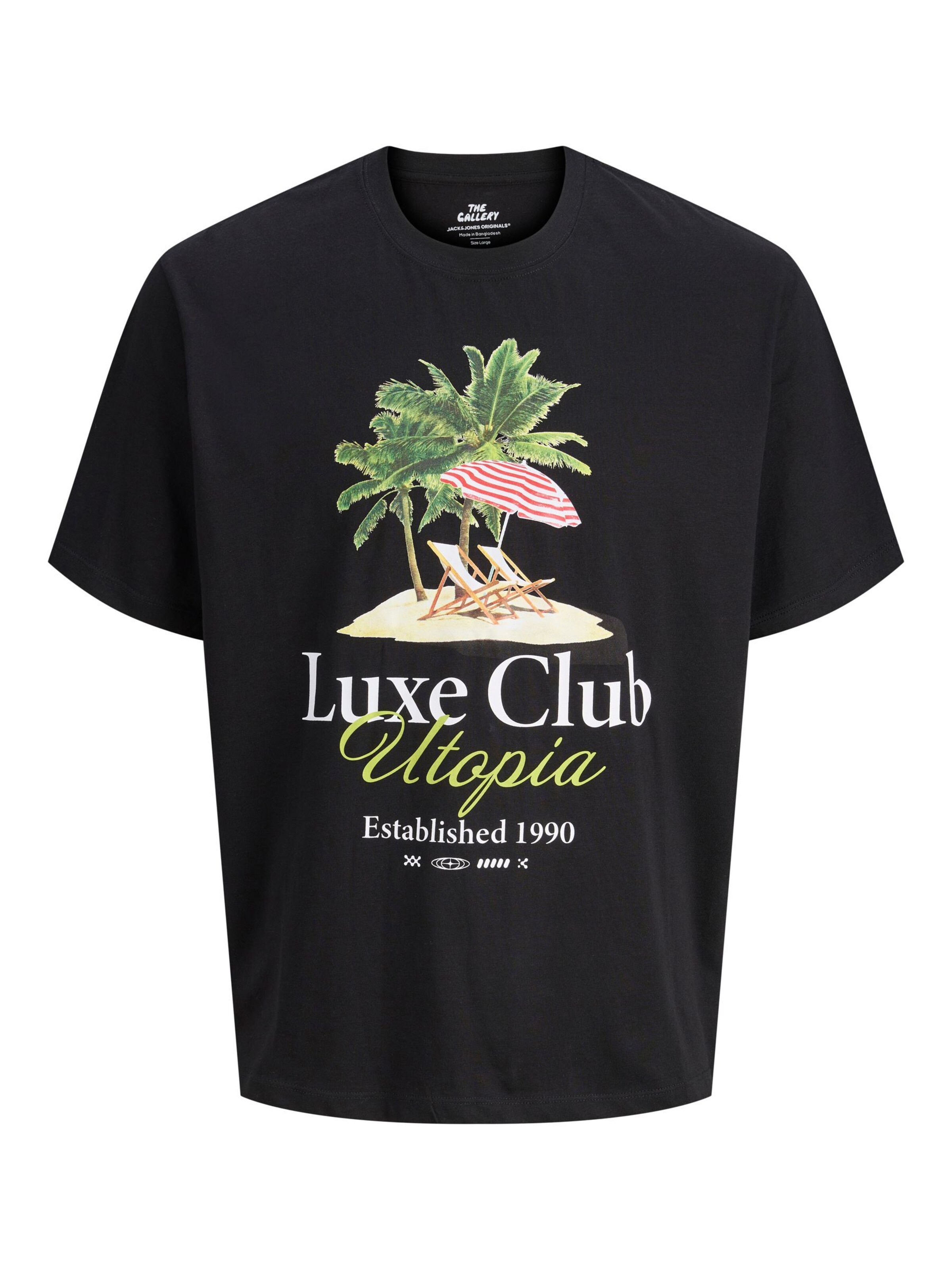 JACK & JONES T-shirt in grün / pink / schwarz, Produktansicht