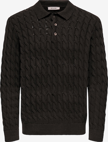 Only & Sons Πουλόβερ 'KICKER' σε καφέ: μπροστά