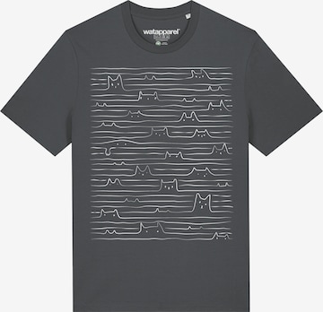 Maglietta 'Doodle Cats' di Watapparel in grigio: frontale