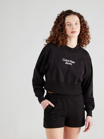 Calvin Klein Jeans Sweatshirt 'INSTITUTIONAL' in Zwart: voorkant