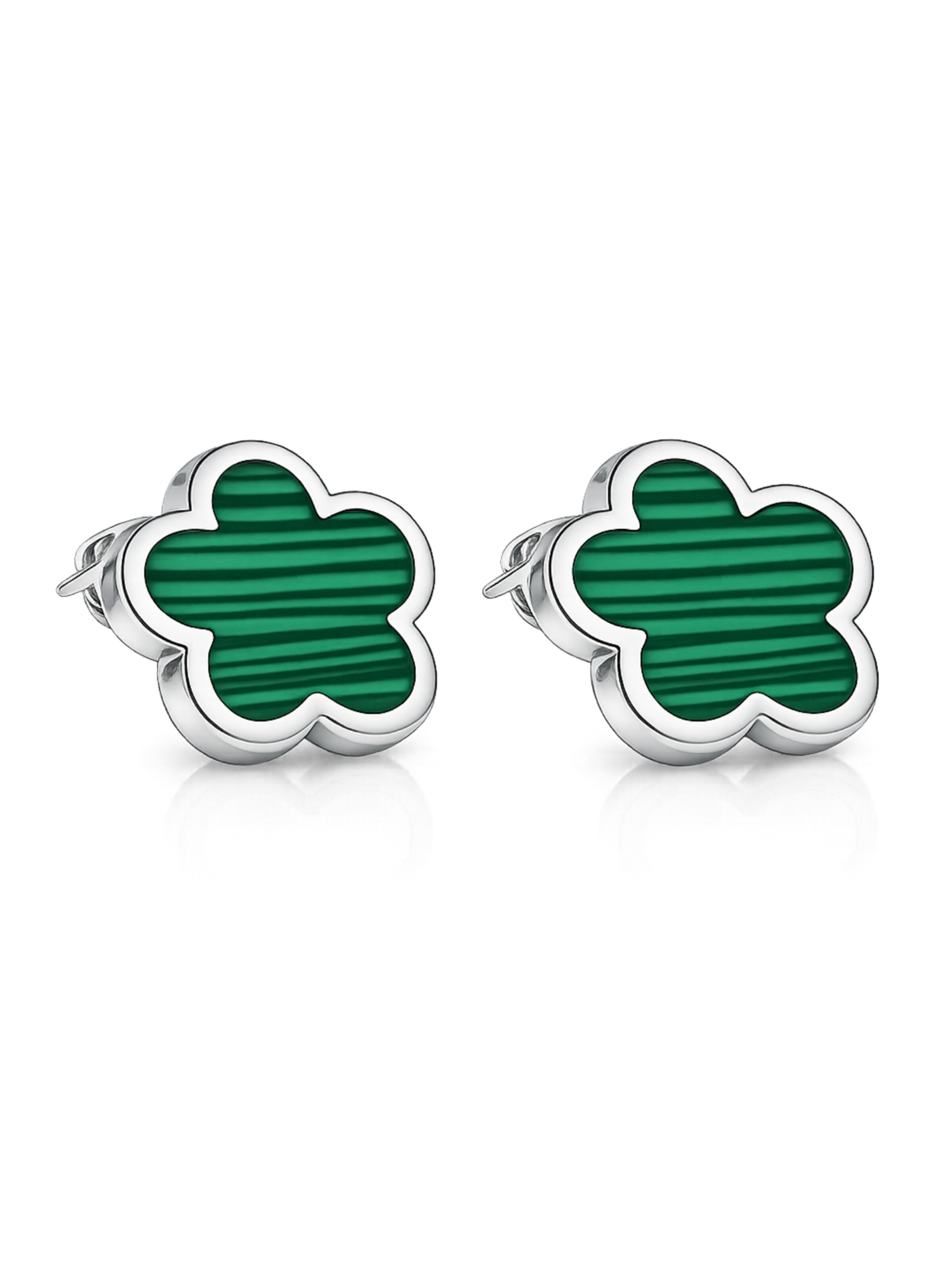 Pure Schmuck Earrings 'Clover Green' in Silver: front