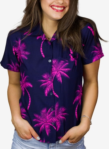 Camicia da donna 'Palmshadow' di King Kameha in blu: frontale