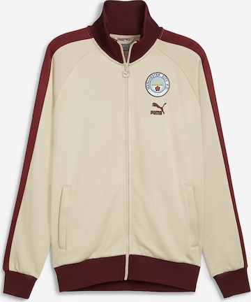 PUMA Athletic Zip-Up Hoodie 'MCFC Ftbl Heritage' in Beige: front