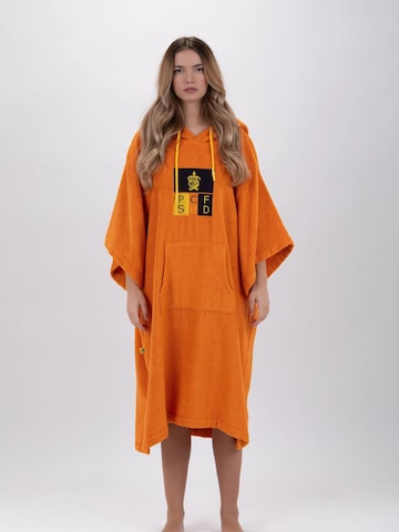 Pacifique Sud Sport-Bademantel 'Poncho Surf - Einheitsgröße - Tencel - Mit Ärmeln' in Orange: Vorderseite