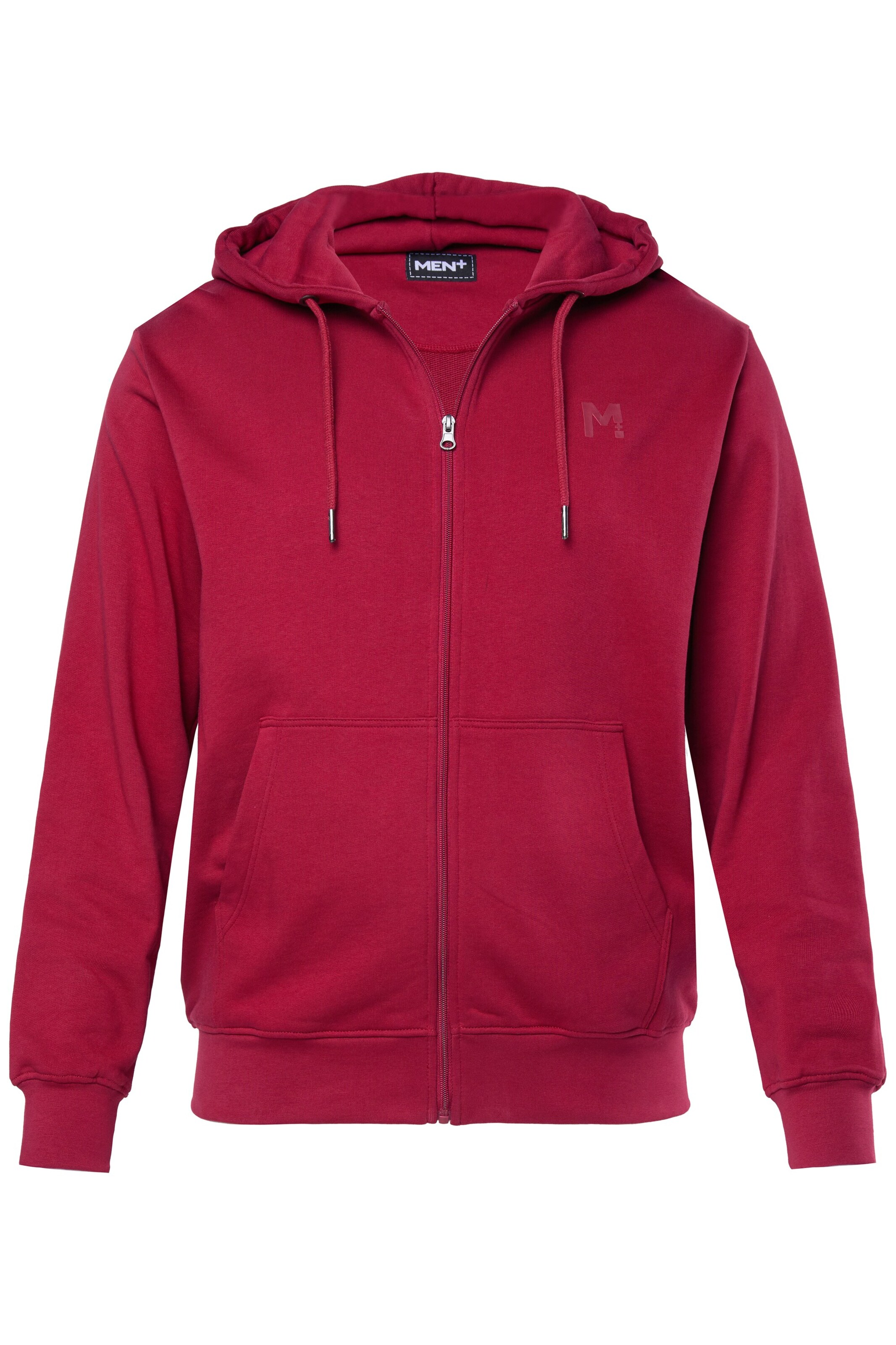 Men Plus Sweatjacke in Rot: Vorderseite