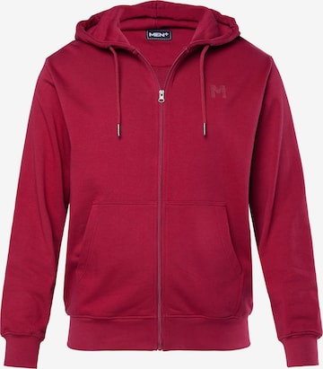 Men Plus Sweatjacke in Rot: Vorderseite