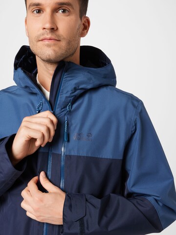 JACK WOLFSKIN - Casaco outdoor 'Peak' em azul