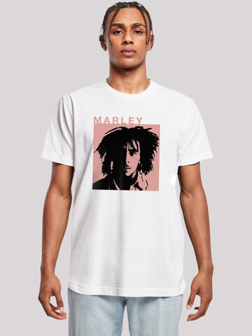 F4NT4STIC Shirt 'Bob Marley Reggae Music by Rock Off' in Wit: voorkant