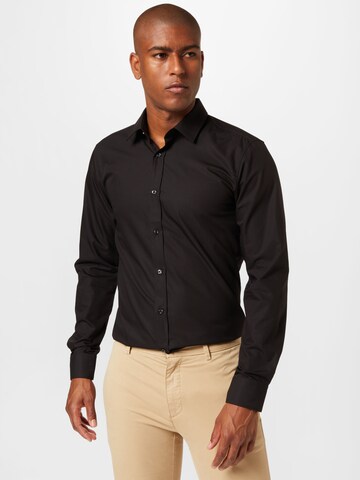 HUGO Red Slim fit Button Up Shirt 'Elisha' in Black: front