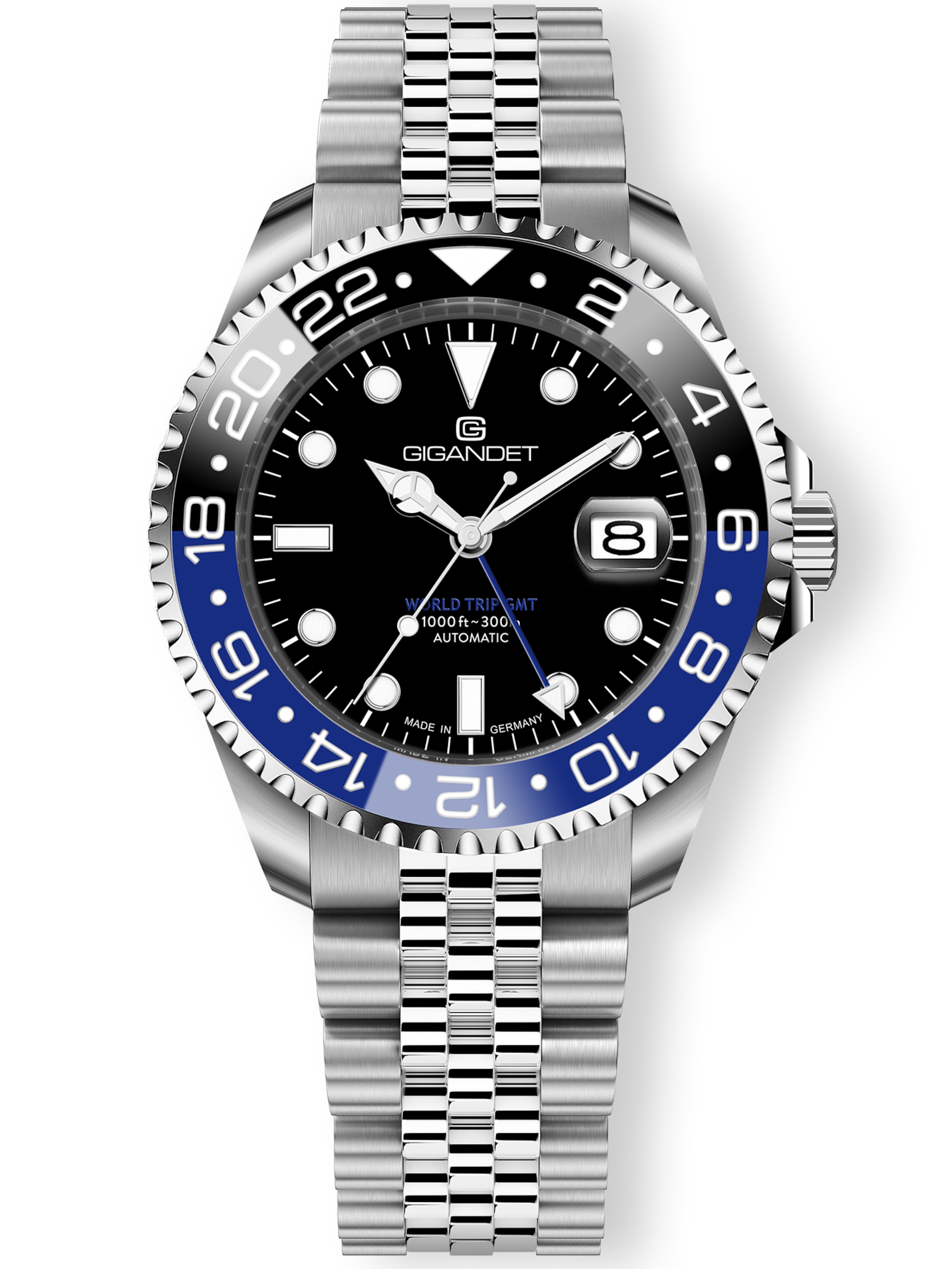 Gigandet Analog Watch 'WORLD TRIP GMT CERAMIC' in Blue: front