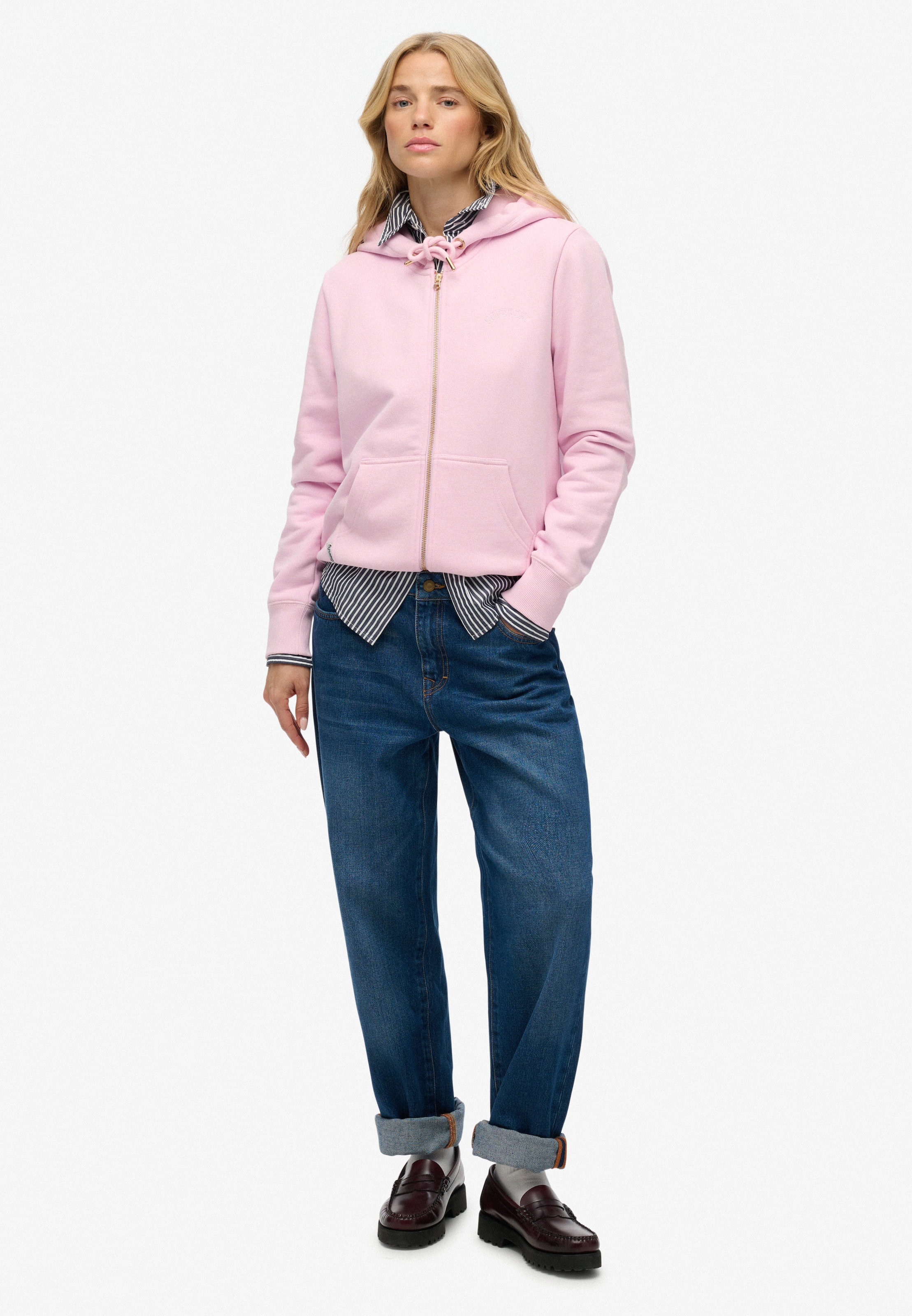 Superdry & Co Кофта на молнии 'Essential' в Ярко-розовый