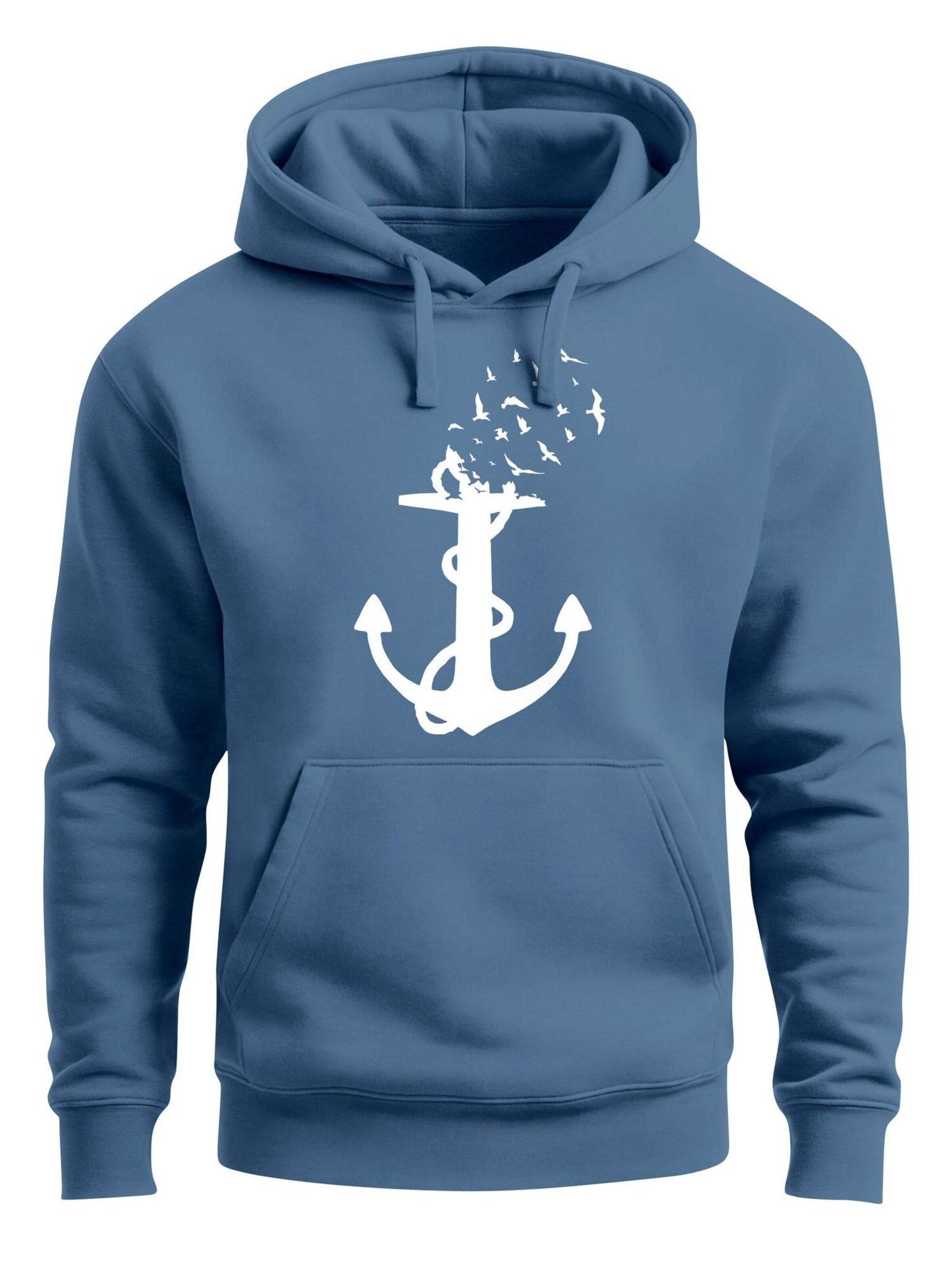 Neverless Sweatshirt 'Anker Vögel' in Blue: front