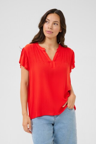 Cream Blouse 'Allie' in Rood: voorkant