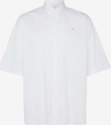 Calvin Klein Big & Tall Button Up Shirt in White: front