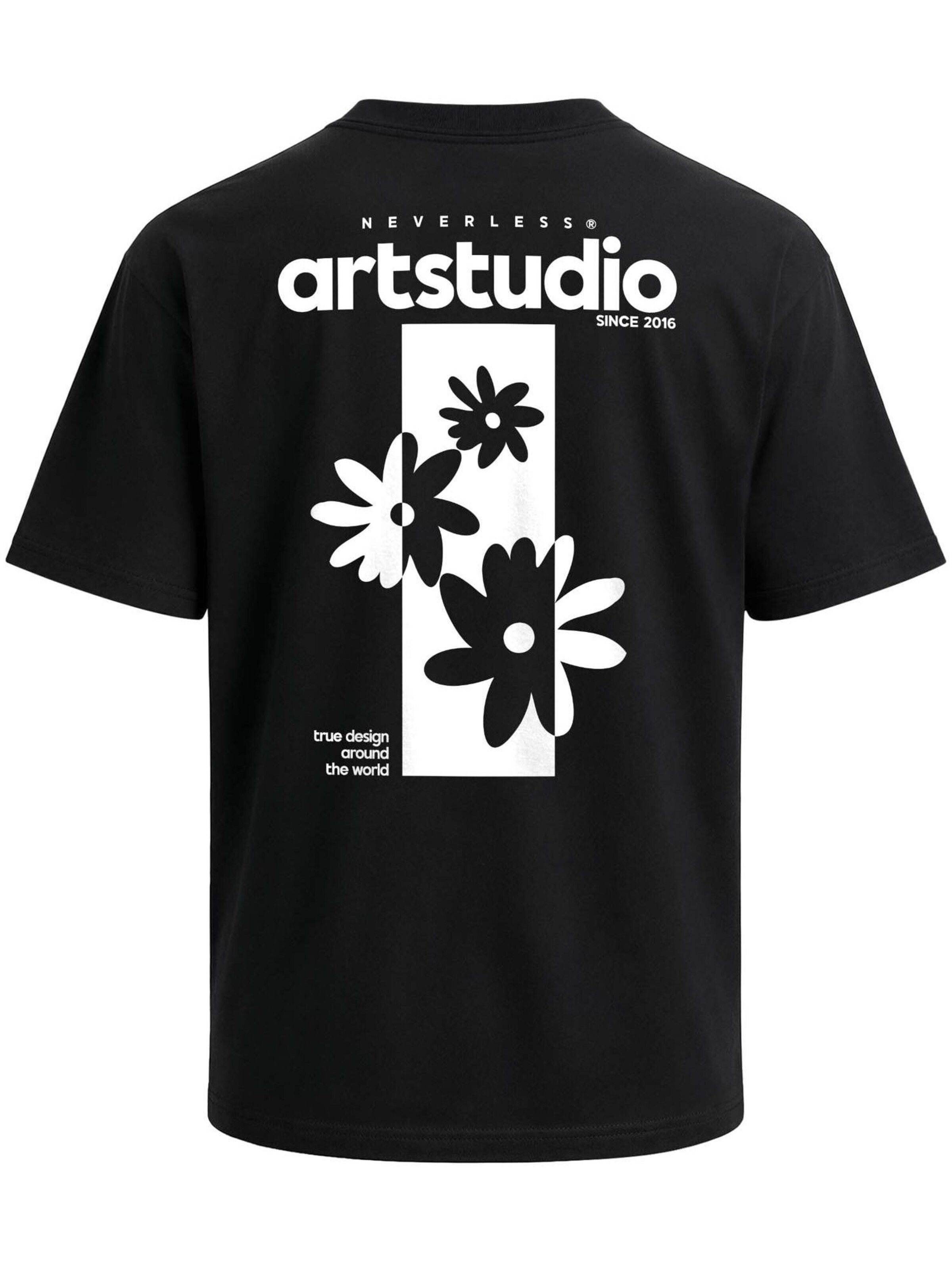 Neverless Shirt 'Artstudio Flowers' in Black