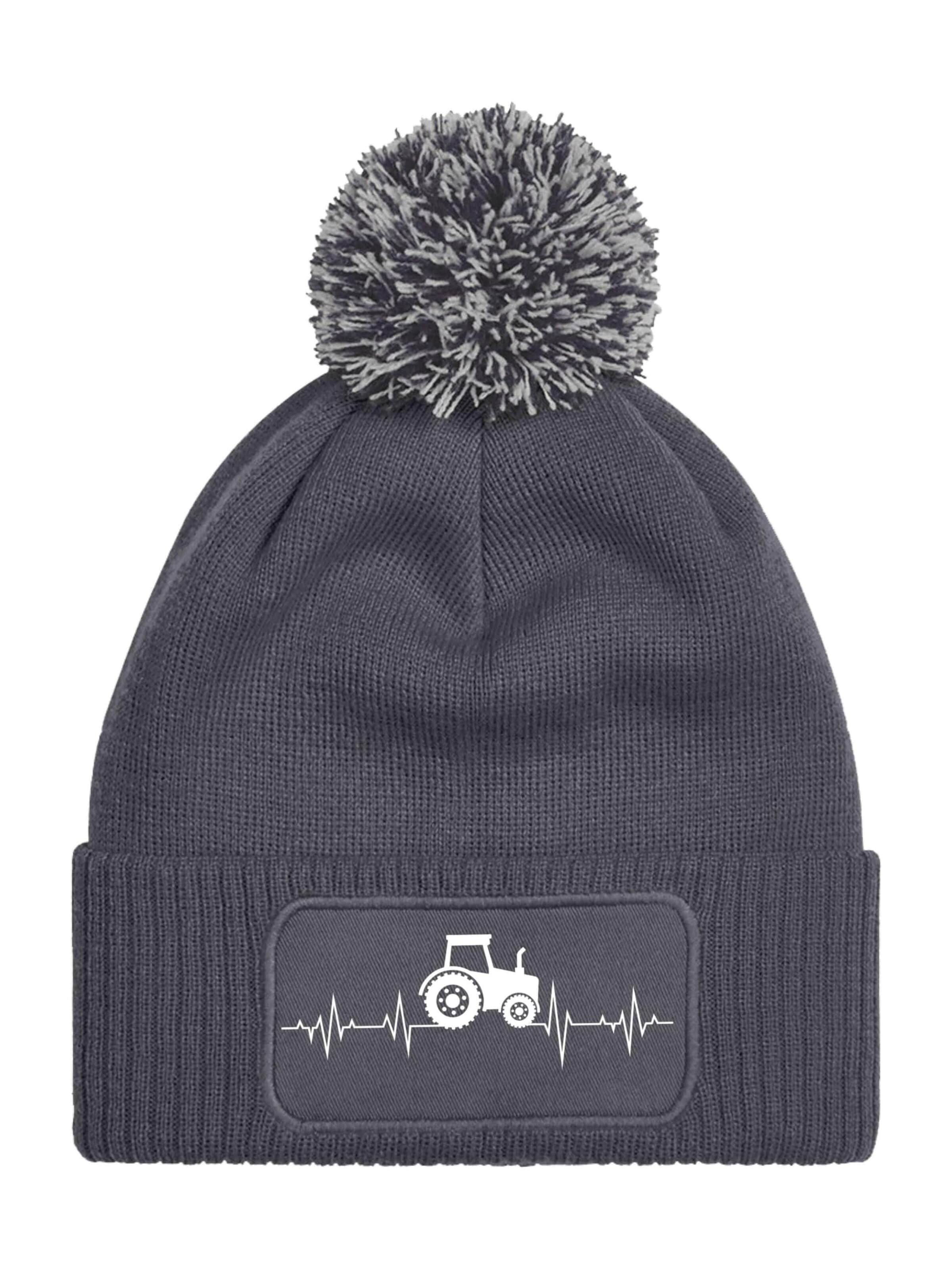 Youth Designz Beanie 'Heartbeat Traktor' in Grey: front
