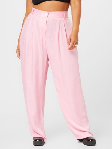 River Island Plus Wide Leg Bukser med lægfolder i pink: forside