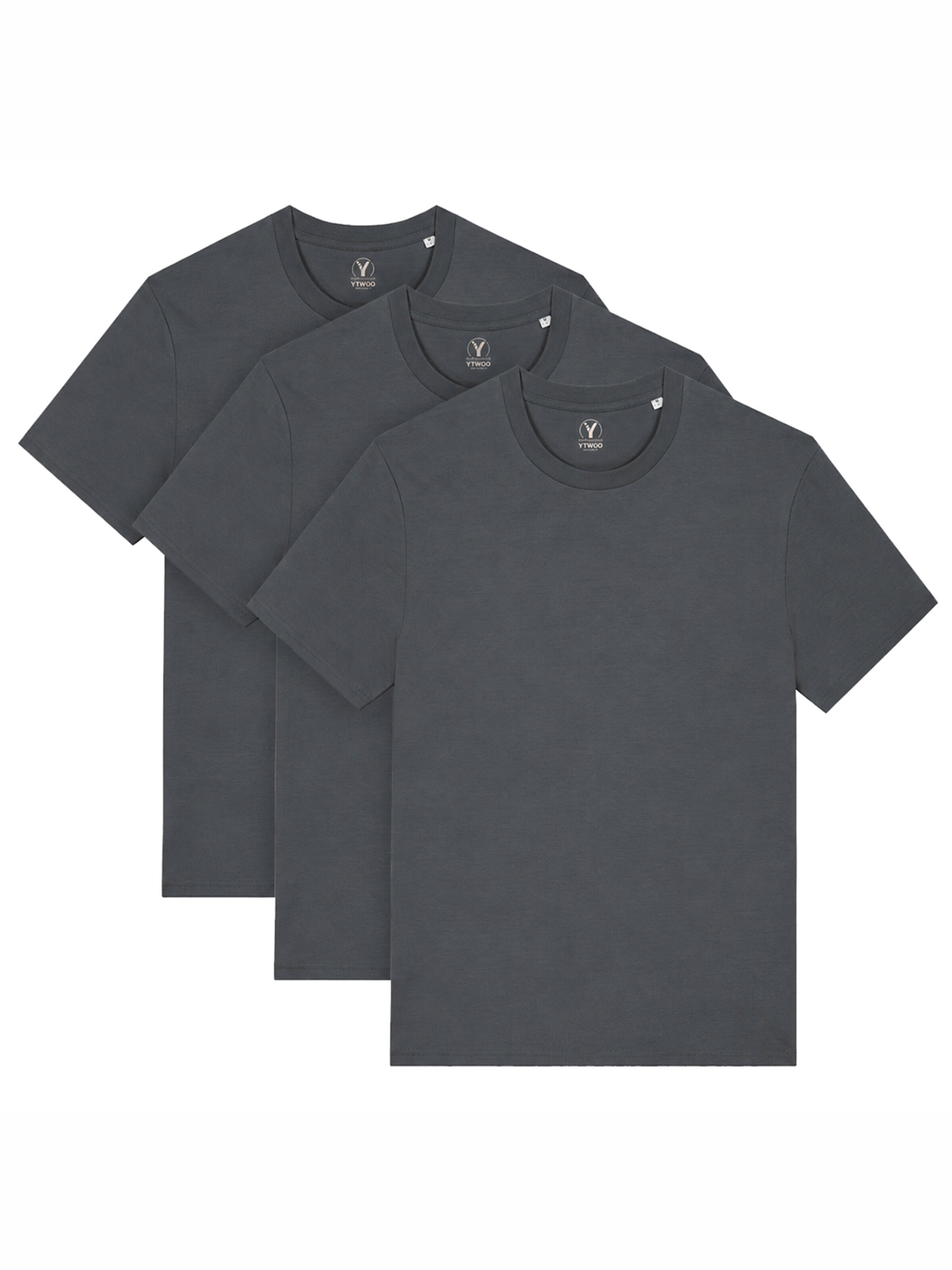 YTWOO Shirt '3er Pack Basic T-Shirt'‌‌‌ in Grau: Vorderseite