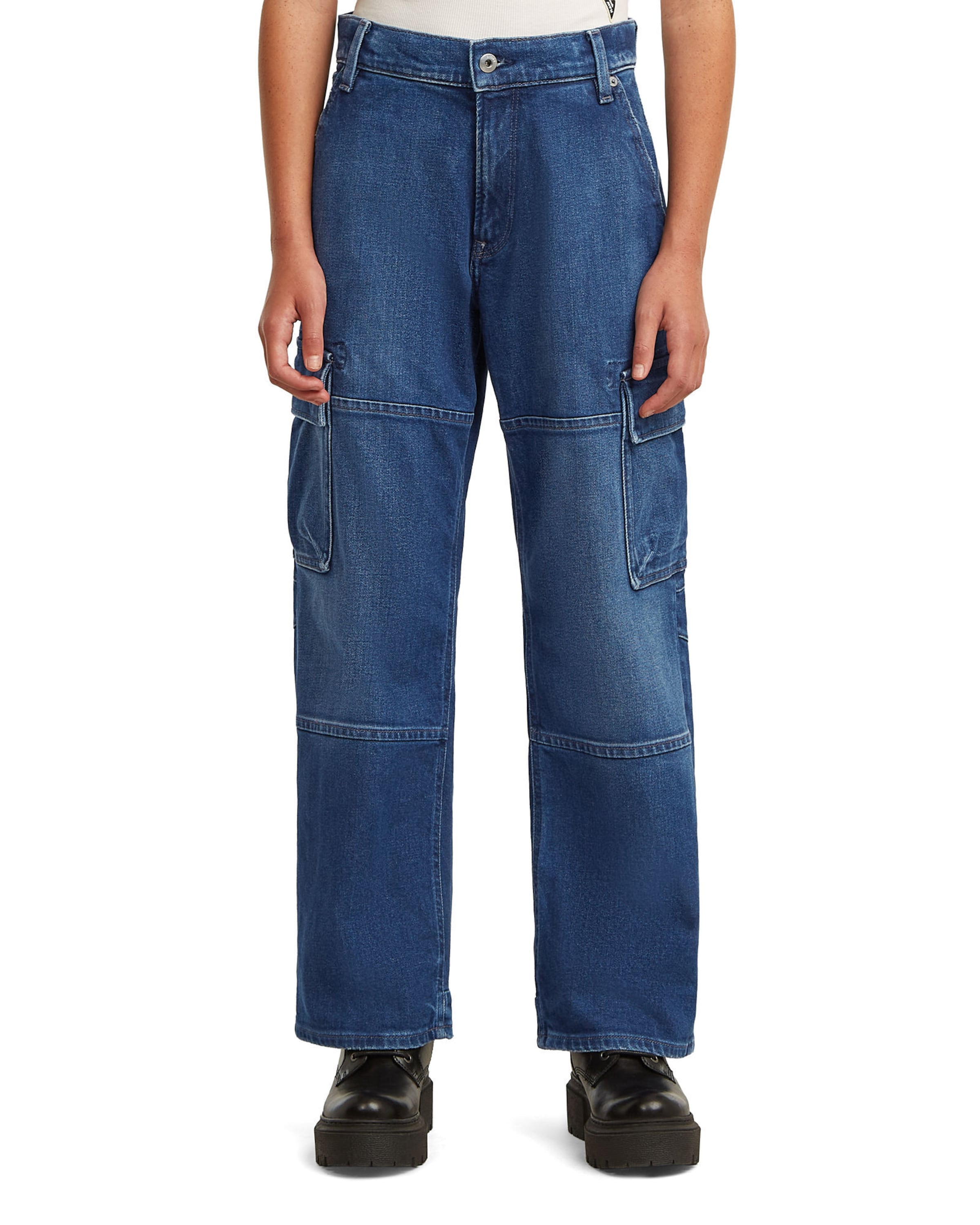 G-STAR Loosefit Jeans 'Girls Bowey Extreme Cargo Loose Jeans' in Blauw: voorkant