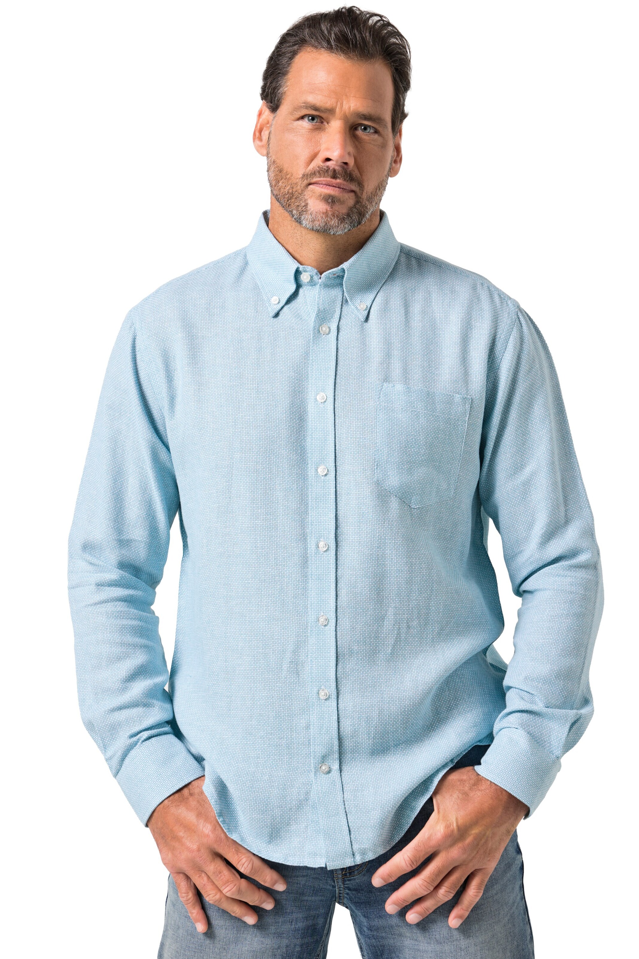 JP1880 Regular fit Overhemd in Blauw: voorkant