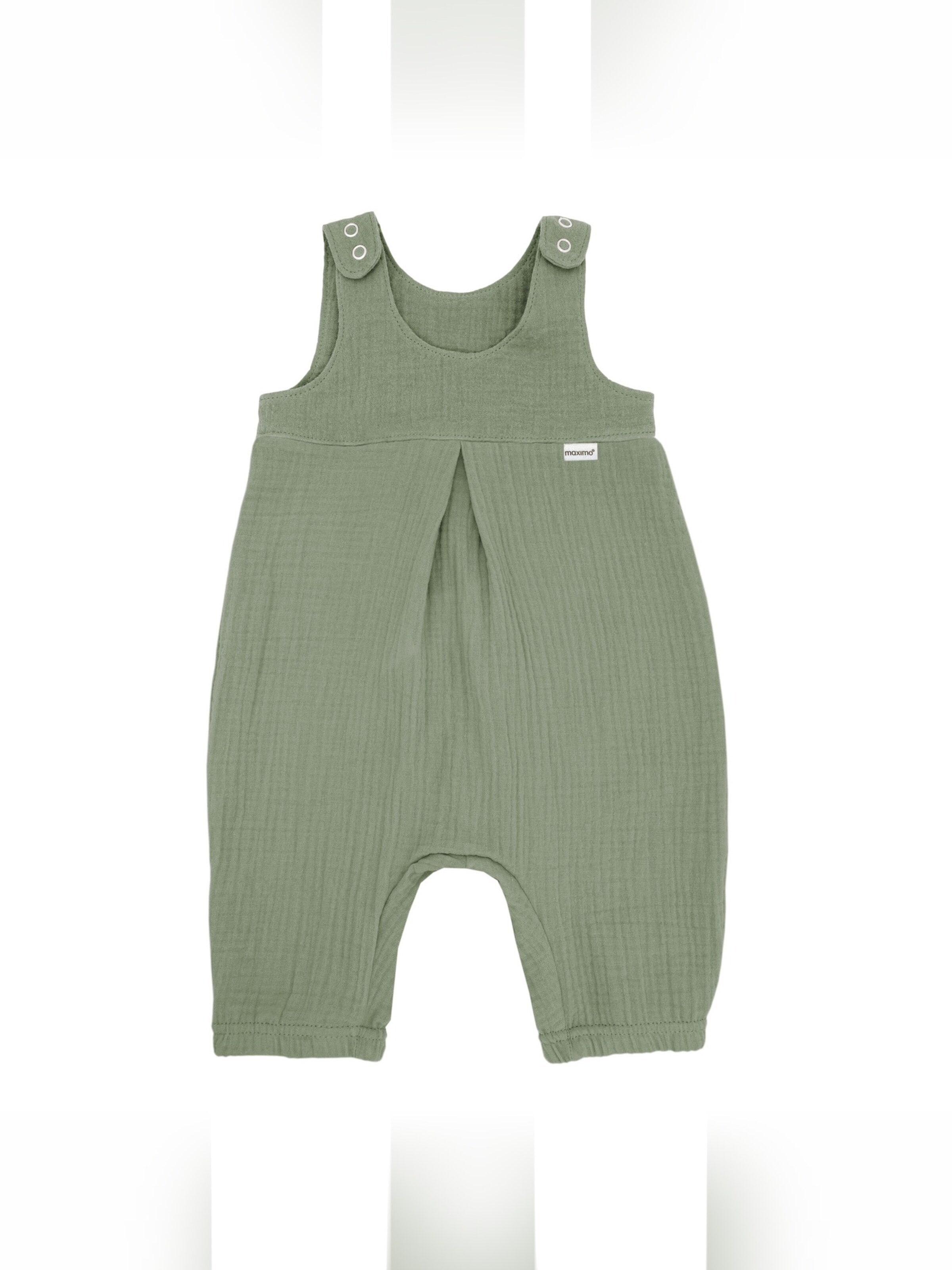 MAXIMO Overall 'GOTS BABY-Overall,  Musselinstoff, Windelöffnung'‌‌‌‌ in Grün: Vorderseite
