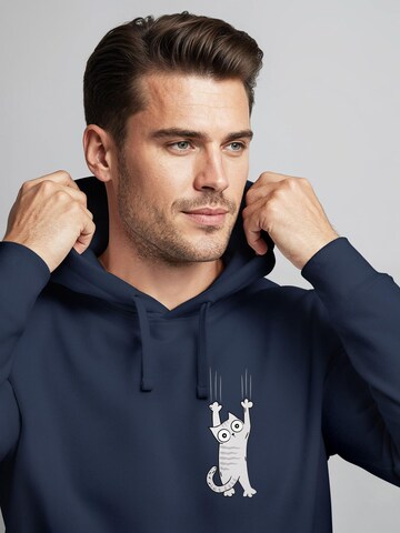 Neverless Sweatshirt 'Katze Rutschend' in Blue