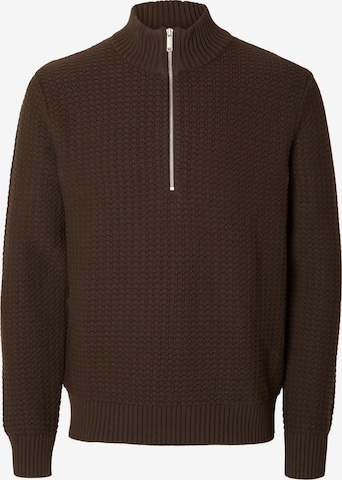 SELECTED HOMME Sweater 'THIM' in Brown: front