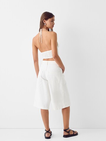 Bershka Voľný strih Nohavice - Biela