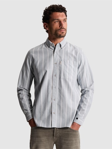 Chemise 'Oxford shirt with stripe pattern' CAST IRON en bleu : devant