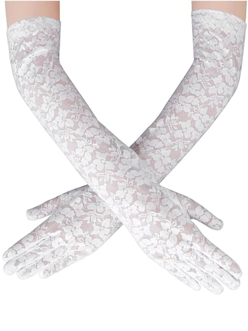 Chilirose Fingerhandschuhe 'Spitzen-Handschuhe CR3071' in Weiß: Vorderseite