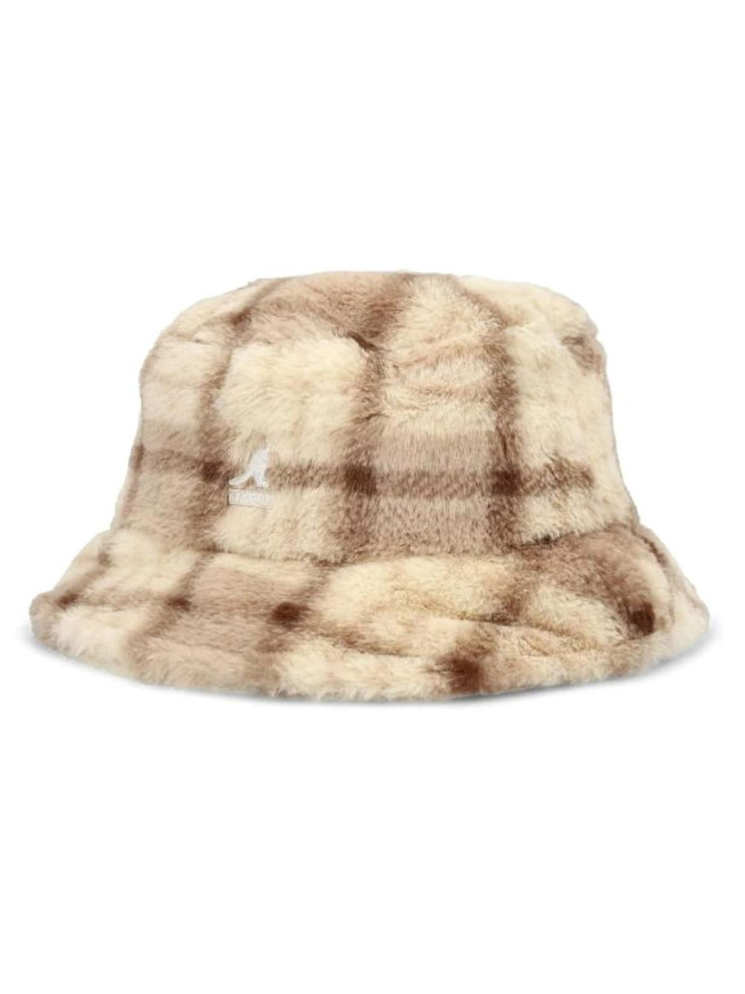 KANGOL Kapelusz 'Faux Fur Bucket -- Beige Multi Plaid Cap' w kolorze mieszane kolory: przód