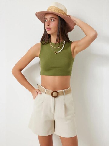 Happiness İstanbul Wide leg Trousers 'Shorts' in Beige