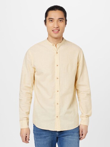 JACK & JONES Slim fit Button Up Shirt 'Summer' in Yellow: front