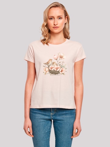 T-shirt 'Vogelnest Blumen' F4NT4STIC en rose : devant