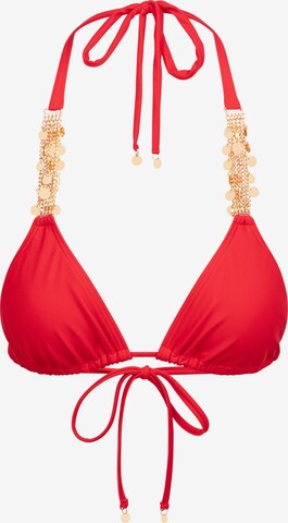 Moda Minx Bikinitop 'Coin Triangle' in Rood: voorkant