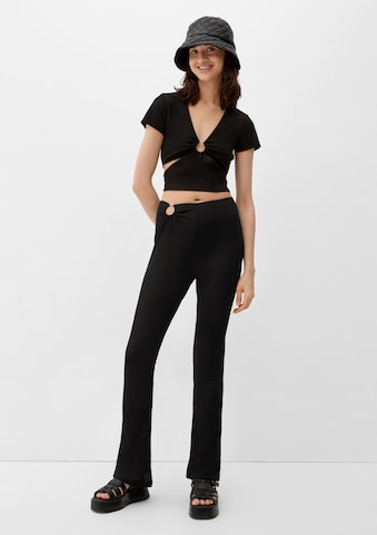 évasé Pantalon QS en noir