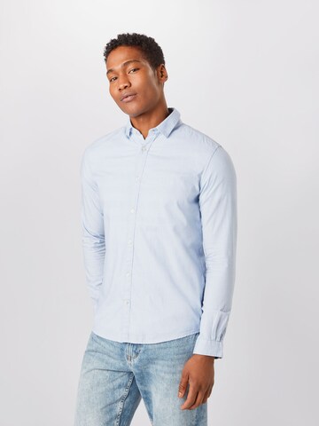 Coupe slim Chemise TOM TAILOR en bleu : devant